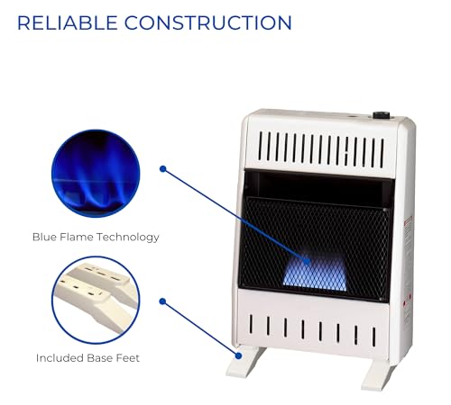 ProCom Heating Liquid Propane Ventless Blue Flame Heater With Base Feet - 30,000 BTU, Manual Control - Model# ML300HBA-B