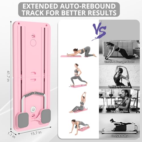 JANUA Pilates Board - Pilates Reformer Set, Multi-Purpose Foldable Pilates Reformer Board for Home, 5 in 1 Pilates Sliding Board