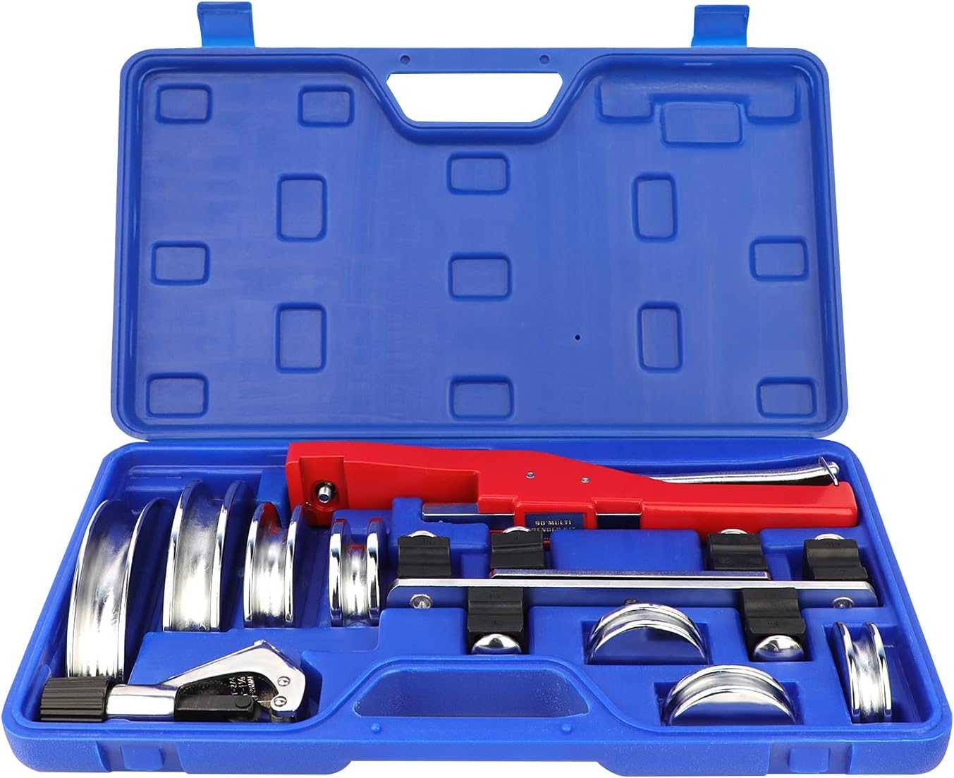 ATOLS Copper Aluminum Tube Bender Kit, Refrigeration Ratcheting Pipe Tubing Bender Hand Tool 1/4 to 7/8 Inch with Tube Cutter for HVAC Refrigeration System Maintenance