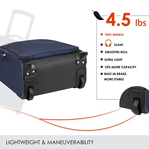 Verage Carry On Underseat Luggage with Wheels & USB Port, Wheeled Spinner Bag Carry-on Luggages for Airlines, Lightweight Suitcase Men Women, Pilots and Crew