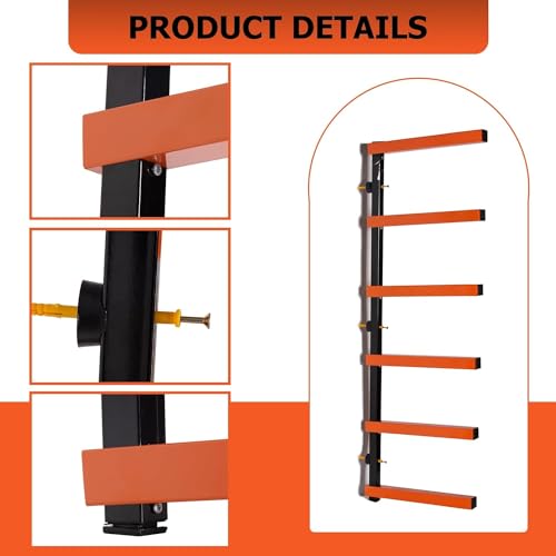 ECOTRIC 6 Pair of 6 Levels Shelf Lumber Rack Lumber Storage Rack Lumber Organizer Wood Organizer Steel Wall Mounted Max 600 Lb