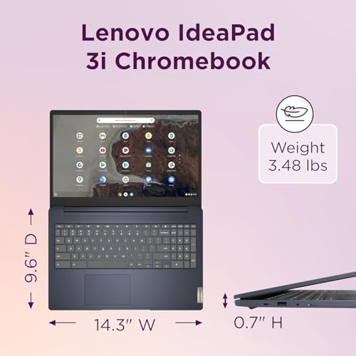 Lenovo IdeaPad 3i Chromebook (15.6" FHD, Intel Celeron N4500, 8GB RAM, 128GB Storage (64GB eMMC + 64GB IST SD Card)), Home and Student Laptop, Webcam,10-Hr Long-Battery Life, Chrome OS, Abyss Blue