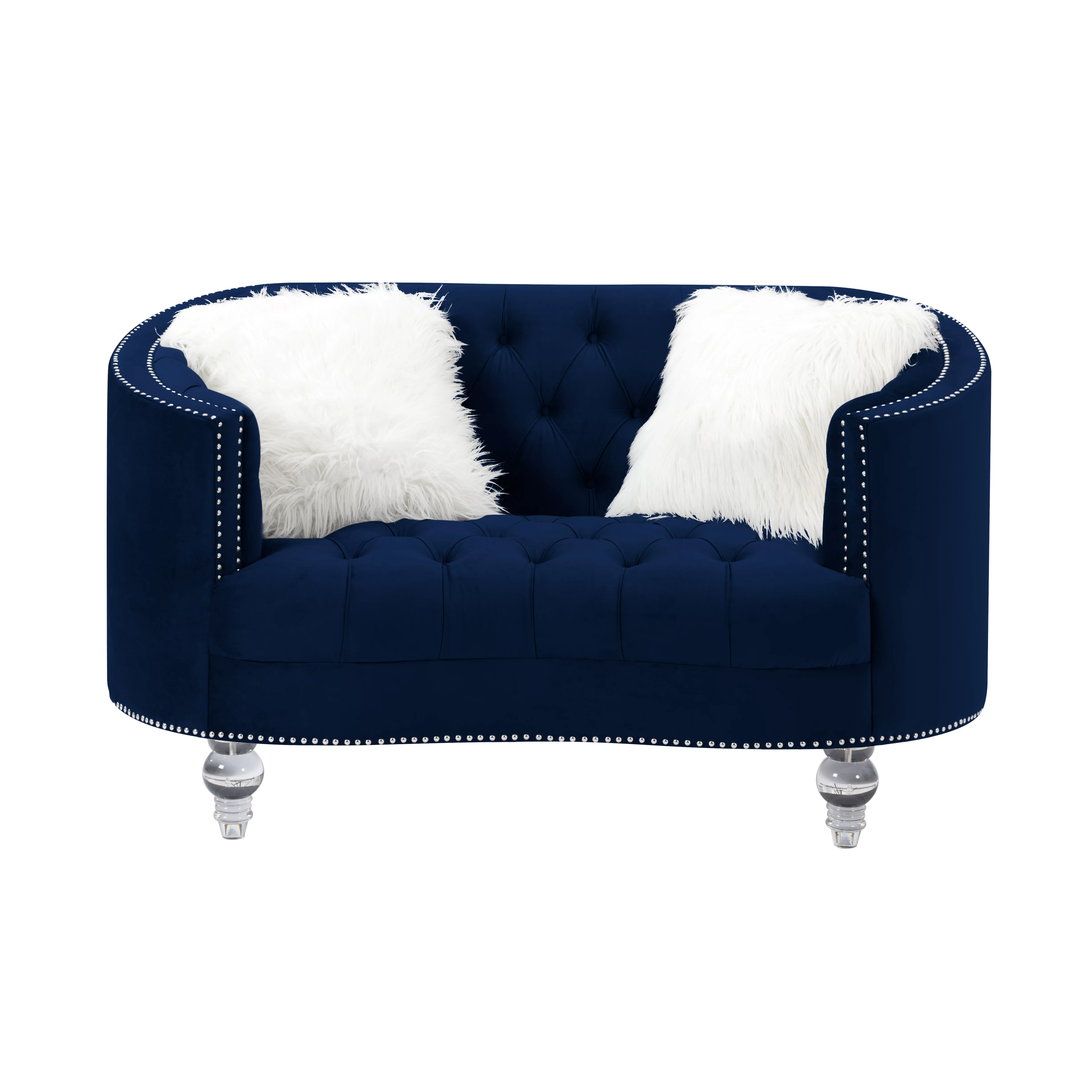 3 Piece Living Room Set Navy Blue Velvet