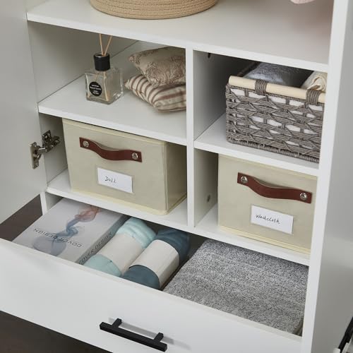 Armoire Wardrobe Closet Wood: 2 Drawers 2 Door Wardrobe Cabinet White with Large Capacity with Hanging Rod Handles for Bedroom Tall Armoire Storage Cabinet 31.5" L x 20.3" W x 74" H