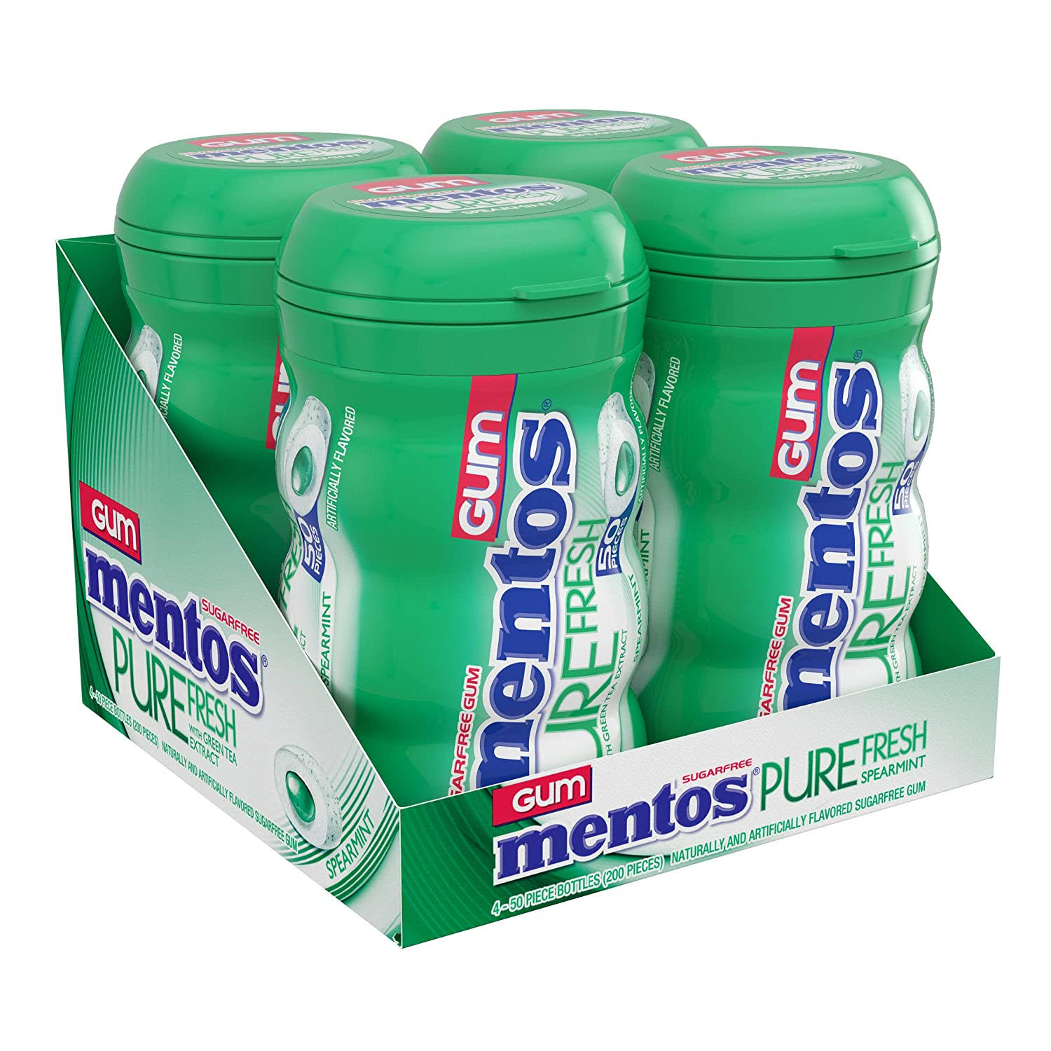 Perfetti Van Melle Mentos Pure Fresh Spearmint Gum - 24 per CASE.