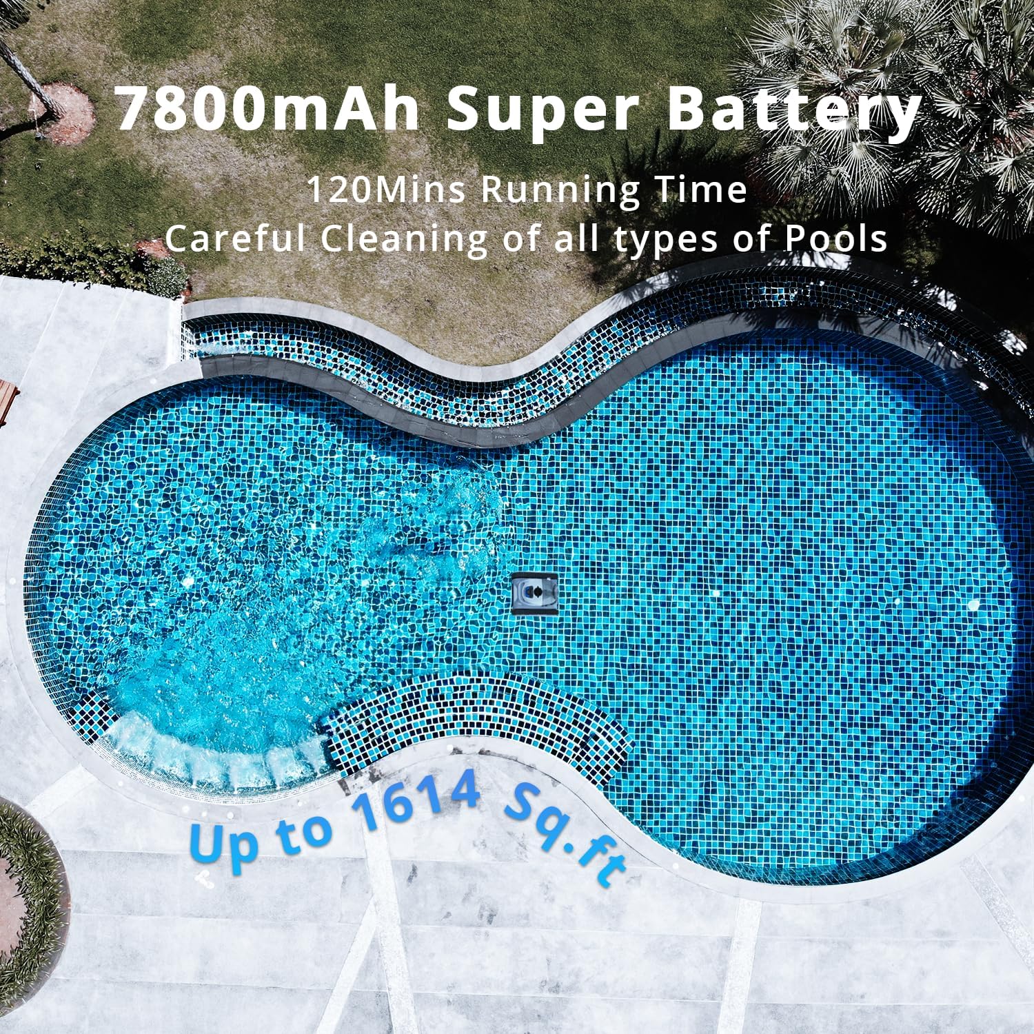 Seauto Crab Pool Vacuum, Cordless Robotic Pool Cleaner for Inground Pools, Wall Climbing, Sonar Navigation