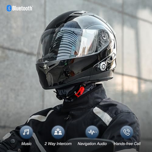 Motorcycle Bluetooth Helmet FreedConn BM2-S Flip Up Modular Bluetooth Motorcycle Helmet Voice Dial 500M 2-3 Riders DOT Motorcycle Helmet with Bluetooth