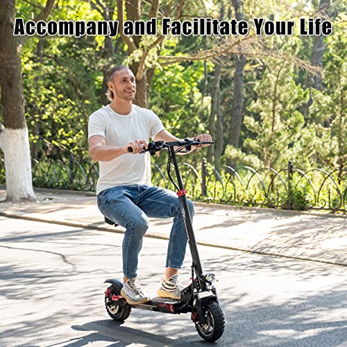 EVERCROSS H5 Electric Scooter, Electric Scooter for Adults with 800W Motor, Up to 28MPH & 25 Miles-10'' Solid Tires, E-Scooter with Seat & Dual Braking