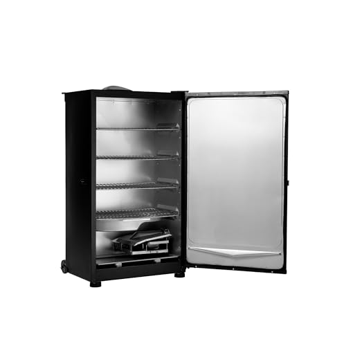 Masterbuilt? 30-inch Digital Electric Vertical BBQ Smoker with Leg Kit, Side Wood Chip Loader and 710 Cooking Square Inches in Black, Model MB20070421