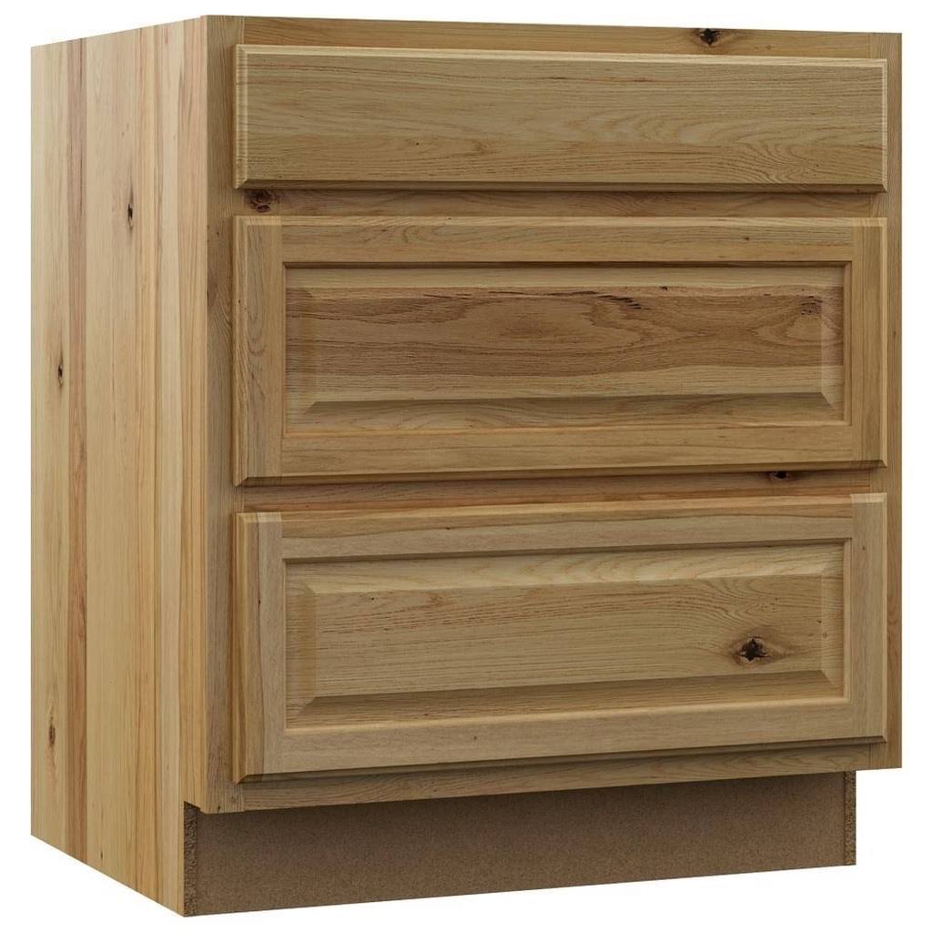 Hampton Bay Hampton Assembled 30x34.5x24 in. Pots and Pans Drawer Base Kitchen Cabinet in Natural Hickory