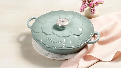 Le Creuset Signature Enameled Cast Iron Petal Braiser, 2.25qt., Coastal Blue