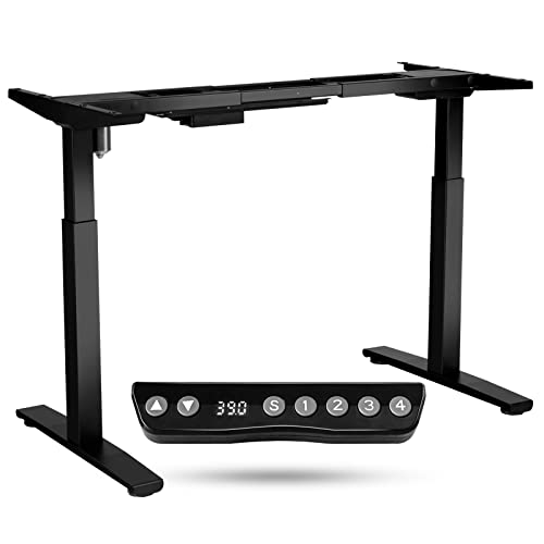 COSTWAY Electric Stand up Desk Frame, Ergonomic Sit to Stand Desk Frame w/Adjustable Height & Width, DIY Workstation Base w/Memory Controller for Home Office(Frame Only) (Black)