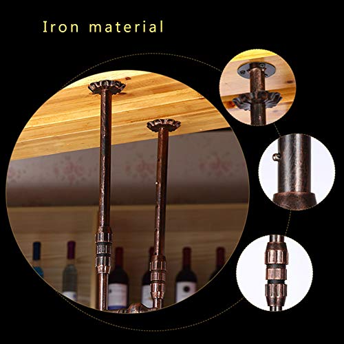Wine Rack Wall Mounted - Rustic Wine Shelf Metal Ceiling Wine Glass Rack Hanging Wine Bottle Holder Bar Accessories,Wobble-Free,Easy to Install,Home Decorations Interior The New Fashionable
