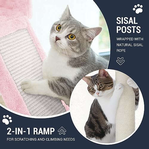 Allewie 68 Inches Cat Tree/House and Towers for Big Feline/Scratching Post/Multi-Level Large Kitty Climbing Tree with Condo/Smokey Grey