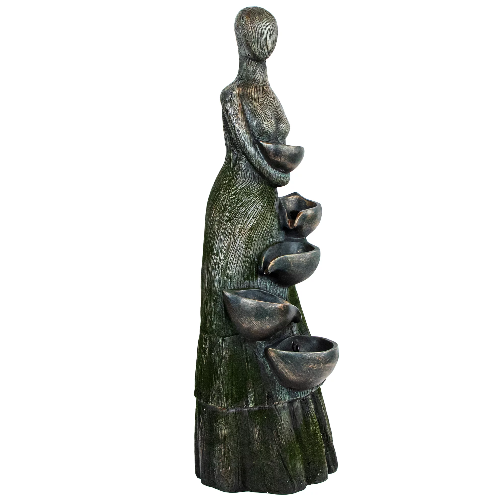 Northlight 39" Lighted Modern Faceless Woman Tiered Outdoor Garden Water Fountain