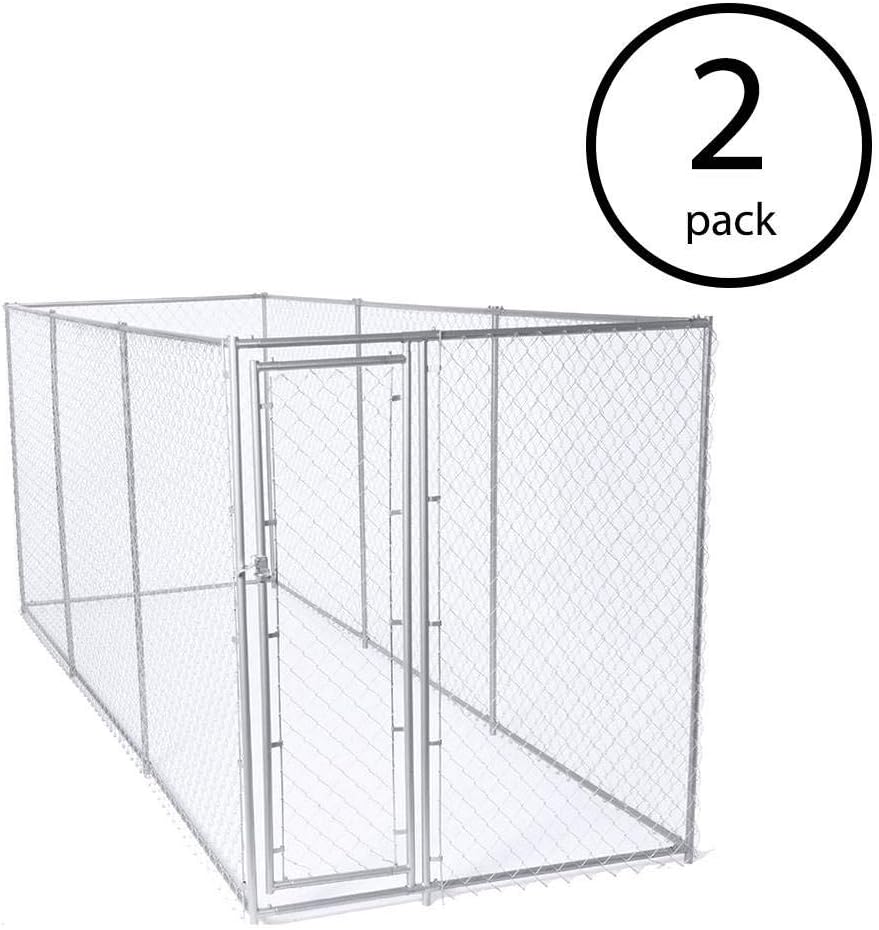 Lucky Dog 10 x 10 Foot Heavy Duty Outdoor Chain Link Dog Kennel w/Door (2 Pack)