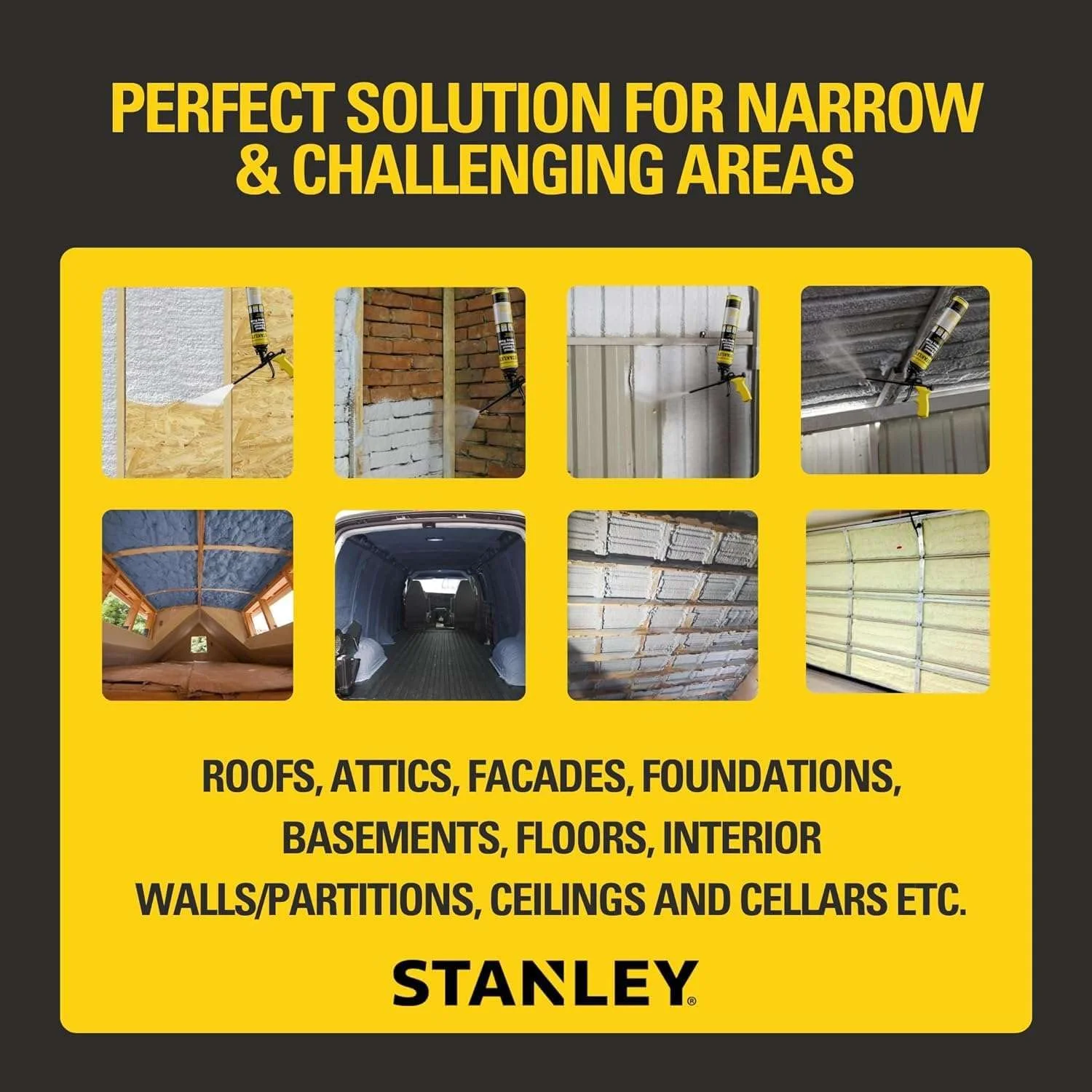 Stanley Supercoat Spray Foam Insulation Kit - Closed Cell, 240 Board feet, 27.1 oz, 12 Pack + Complete Set - Curated Treasures Market
