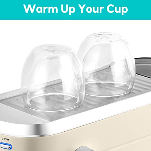 CASABREWS Espresso Machine 20 Bar, Professional Espresso Maker with Milk Frother Steam Wand, Compact Coffee Machine with 34oz Removable Water Tank for Cappuccino, Latte, Gift for Dad or Mom