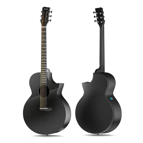 Enya X4 PRO Carbon Fiber Acoustic Electric Guitar, 41-Inch Full Size Cutaway Design, AcousticPlus Pickup System with Built-in Effects & Tuner, Includes Deluxe Hard Case, Leather Strap, Cable