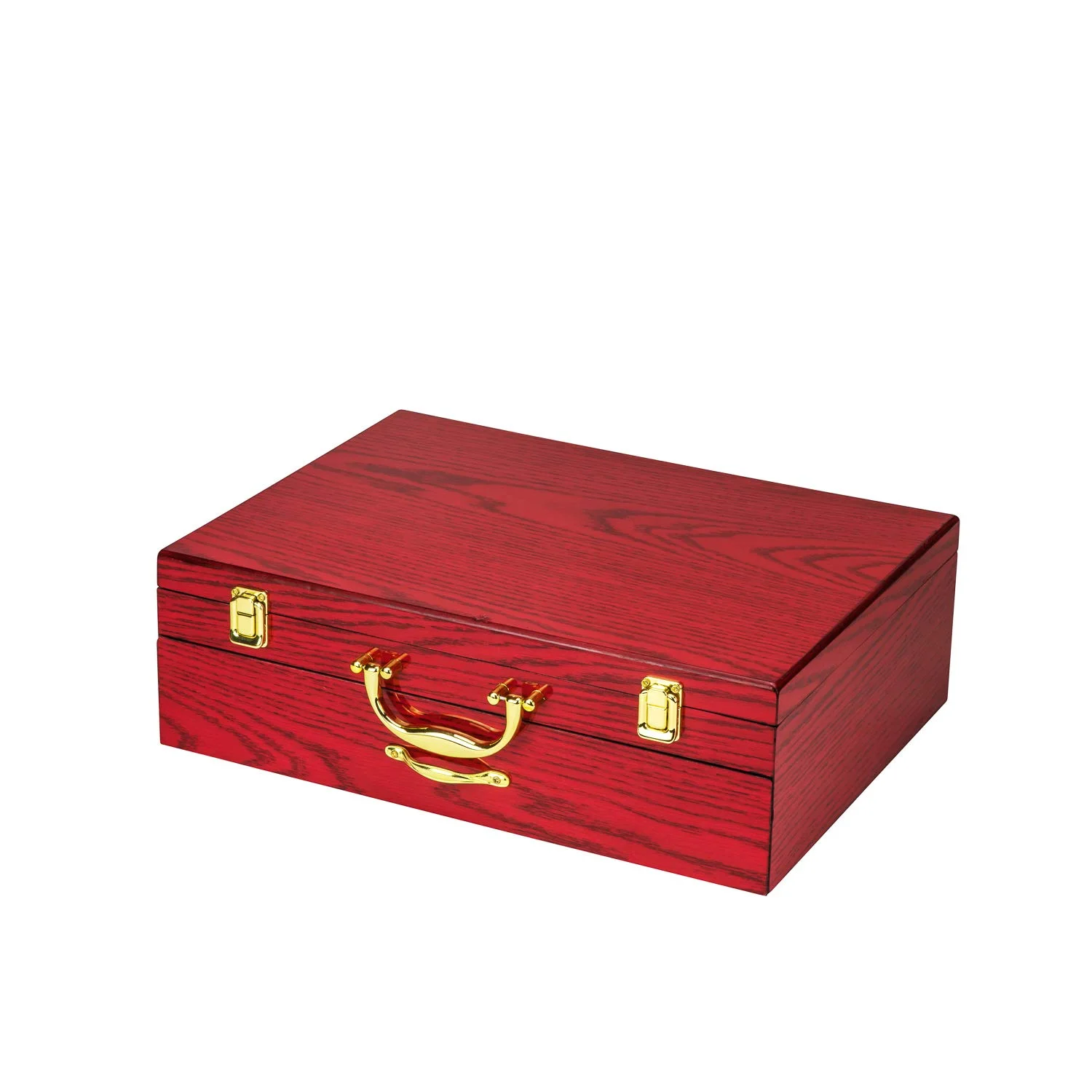 Florentia Collection 75-Piece Cutlery Set 'Principe' 24K Gold-Plated Service for 12, 18/10 Surgical Stainless Steel Flatware Silverware Cutlery with Hostess Set Cherry Color Wood Storage Case
