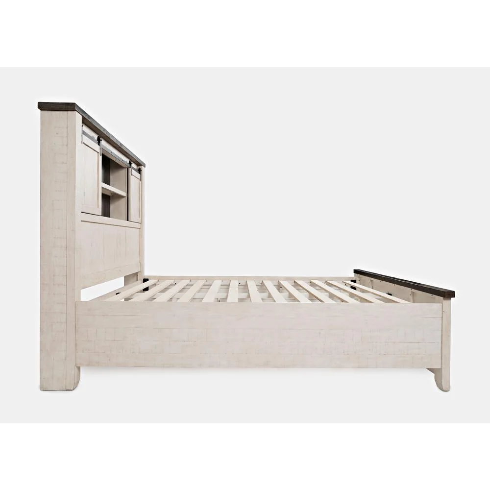 Jofran Madison County Rustic Reclaimed Pine Farmhouse Queen Barn Door Bed