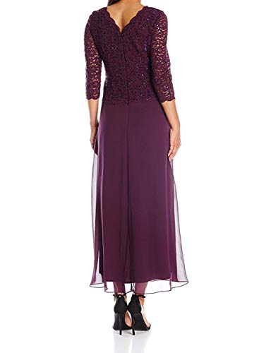 Alex Evenings Women's 3/4 Sleeve Stretch Lace Bodice One Piece Mother of The Bride Dress (Petite and Regular Sizes)