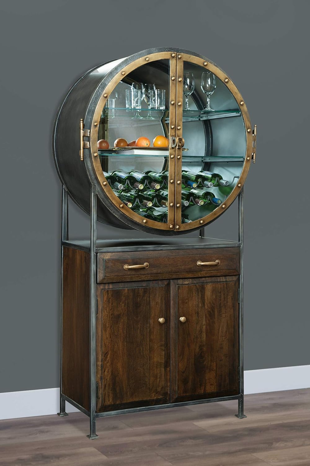 Howard Miller Rob Roy Wine & Bar Cabinet 695-236 – Distressed Display, Rustic Hardwood Storage Liquor Console & Rack
