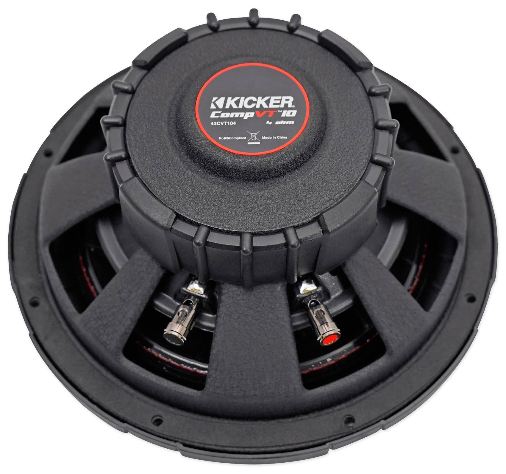 Kicker 43CVT104 CompVT 800W 10x22 Shallow Slim Car/Truck Subwoofer+Sealed Sub Box