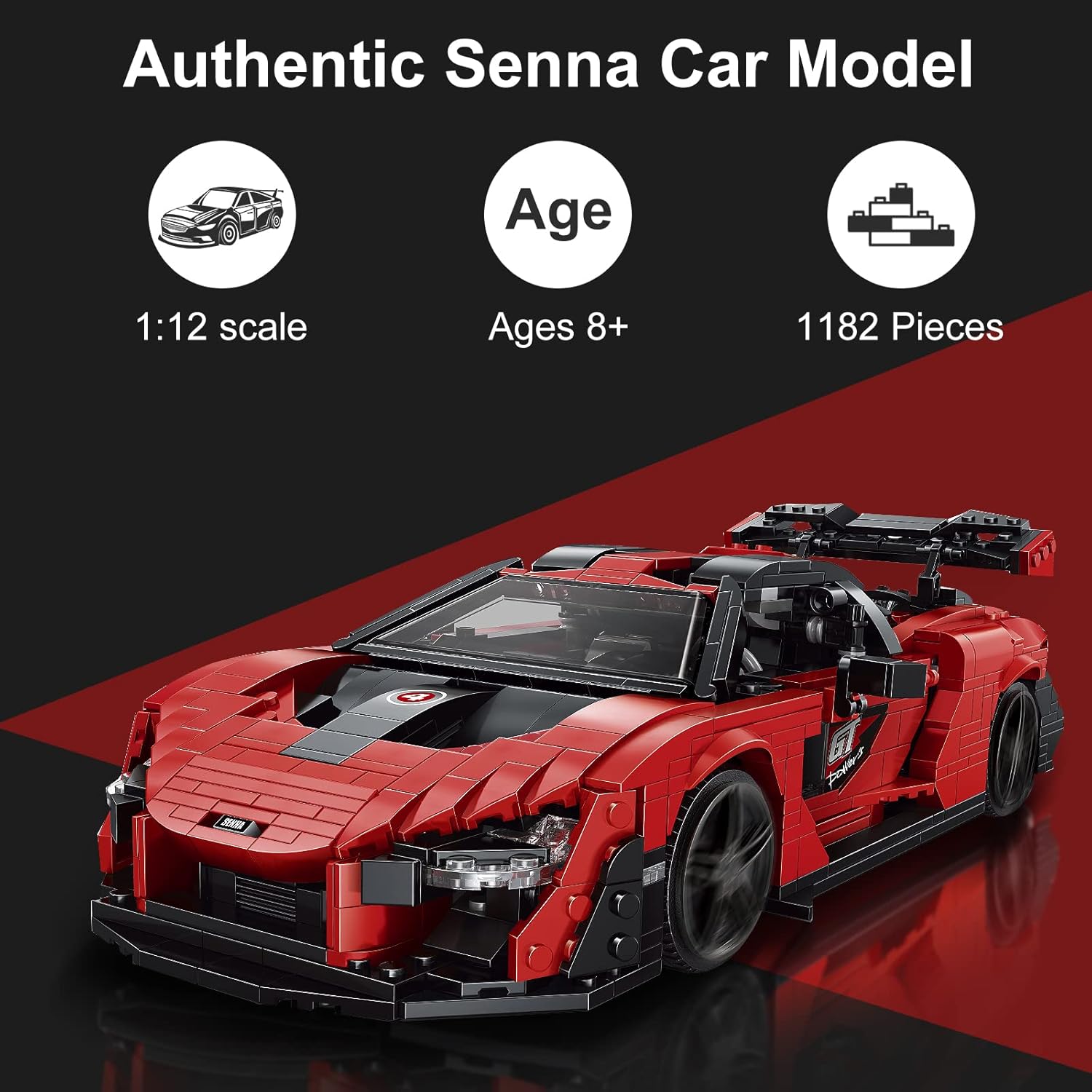 Mould King Creator Car Senna Building Toys, 1:12 Scale Collectible Toy Building Sets to Build and Display, Recreation of Endurance Racing Car Building Kits for Kids 8+ and Adults. (1182 Pieces)