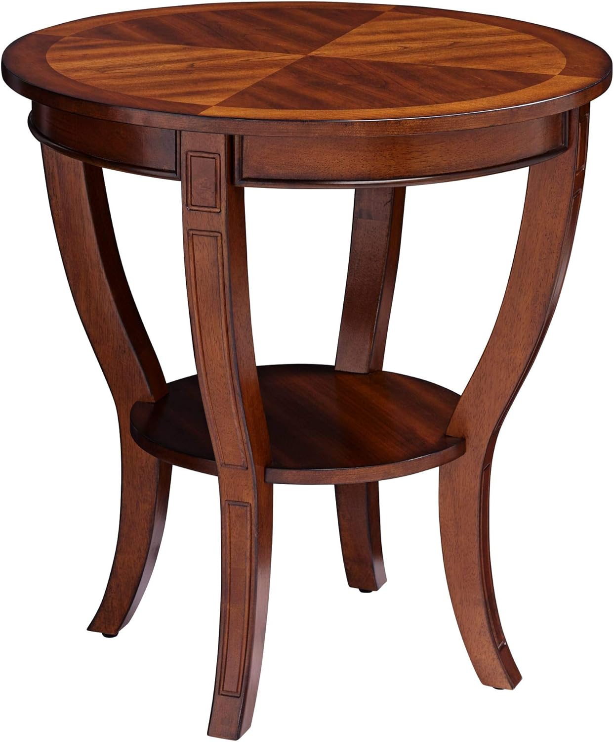Patterson II Farmhouse Rustic Cherry Wood Round Accent Side End Table 26" Wide Natural Grain Curving Legs for Spaces Living Room Home House Entryway Balcony Bedroom Office