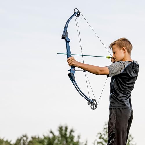 Genesis Original Lightweight Left Handed Archery Compound Bow w/ Adjustable Aluminum Riser, Cam Draw Weight, & Draw Length for Kids and Adults, Yellow
