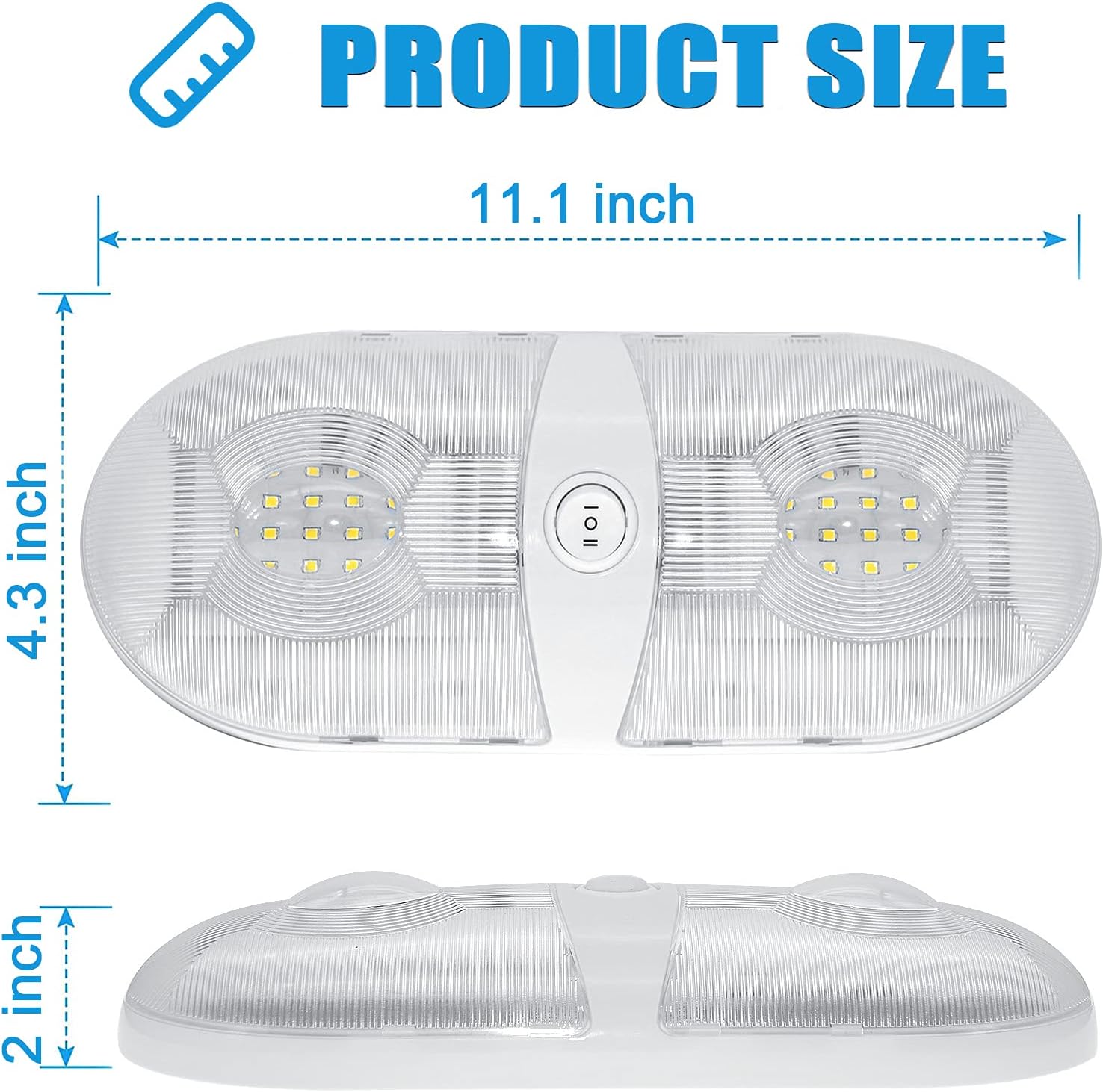Miady RV Interior Light 650 Lumens 12V RV LED Ceiling Dome Light with ON/Off Switch for Car/RV/Trailer/Camper/Boat, Natural White 4000-4500K, 60X2835SMD (Pack of 5)