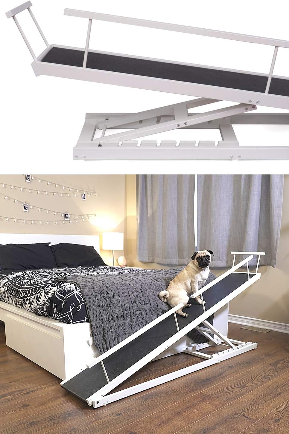 DoggoRamps - Bed Ramp for Small Dogs, Adjustable for All Beds up to 37 - Solid Hardwood, Made in North America