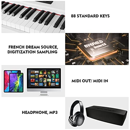 MUSTAR Digital Piano 88 Key Weighted Keyboard Hammer Action, MDP-1200 Weighted Keyboard with Stand, Full Size Electric Piano Keyboard 88 Keys with for Beginners, Portable Case, Sustain Pedal, Black
