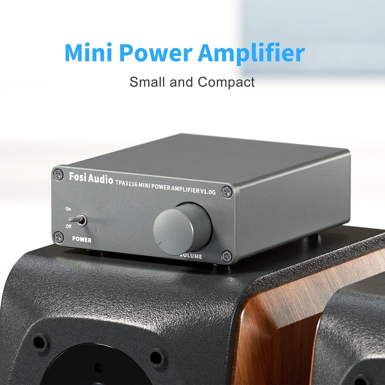 Fosi Audio V1.0G 2 Channel Class D Mini Stereo Amplifier for Home Speakers TPA3116 50W x 2 with Power Supply Pack of 2