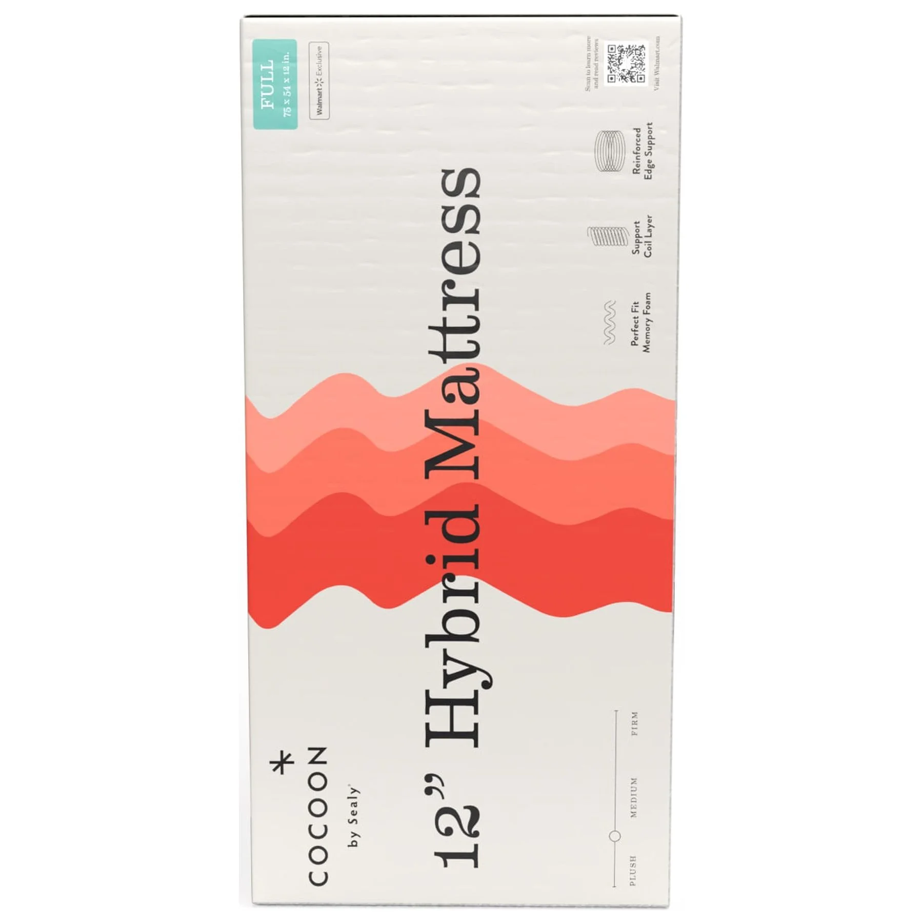Cocoon by Sealy 12" Medium Hybrid Mattress in a Box, Adult, Full