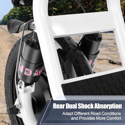 Caroma Peak 500W/800W/1200W Electric Scooter with Seat, Max 15/20/30Miles Range&20MPH, 14" Tires Foldable Adult Electric Scooter with Basket for Pets & Cargo, Dual Shock Absorbing Ebike for Commuting