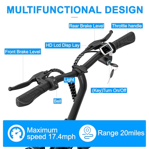 Adult Electric Scooter with Seat for Adults Power by 500W Motor, Electric Scooter Adults E Bike with 14" Pneumatic Tire and 20 Miles Range&17.4Mph, Electric Bicycle for Women/Man Pro (Silver)