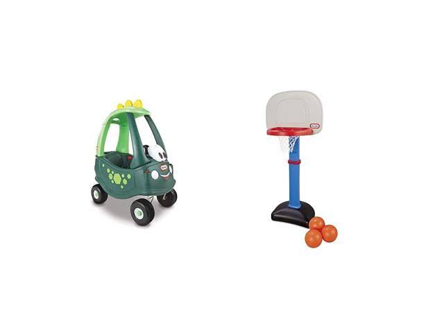 Little Tikes Cozy Coupe Dino Exclusive u0026 Easy Score Basketball Set, Blue, 3 Balls - Exclusive