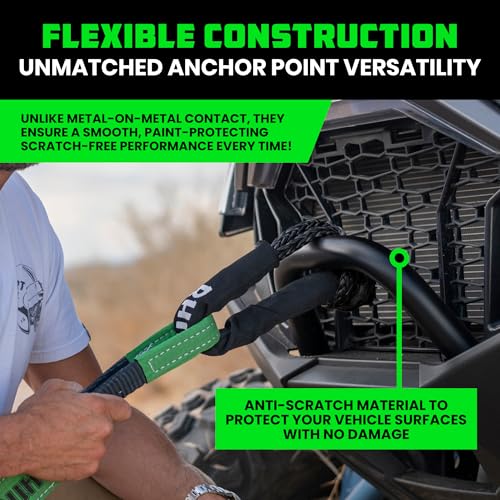 Rhino USA Synthetic Soft Shackle Rope (2-Pack) - 1/2 Inch x 22 Inch (44,050lb Min Break Strength) Offroad Soft Shackle Recovery Kit for Truck, UTV, ATV - Compatible with Jeep, Toyota, Ford & More!
