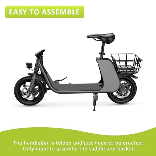 WINDHORSE Electric Scooter for Adults, Foldable E Scooter with Seat & Carry Basket, Adult Electric Scooter with 672W PWR, 288Wh Max 20MPH 20 Miles Commuter E-Scooter, 12.5" Tires