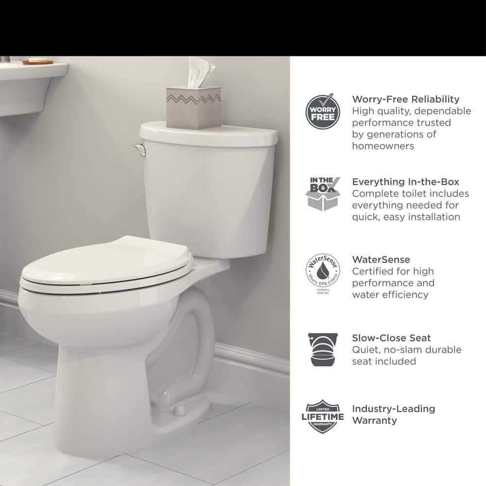 American Standard Reliant 2-piece 1.28 GPF Single Flush Chair Height Elongated Toilet in White - Shop Hardware Tools Online Store