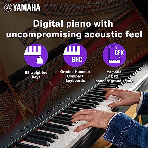 Yamaha 88-Key Weighted Portable Digital Piano Keyboard with Music Rest, Sustain Foot Switch, Built-in Speakers, USB Connectivity, Black (P45B)