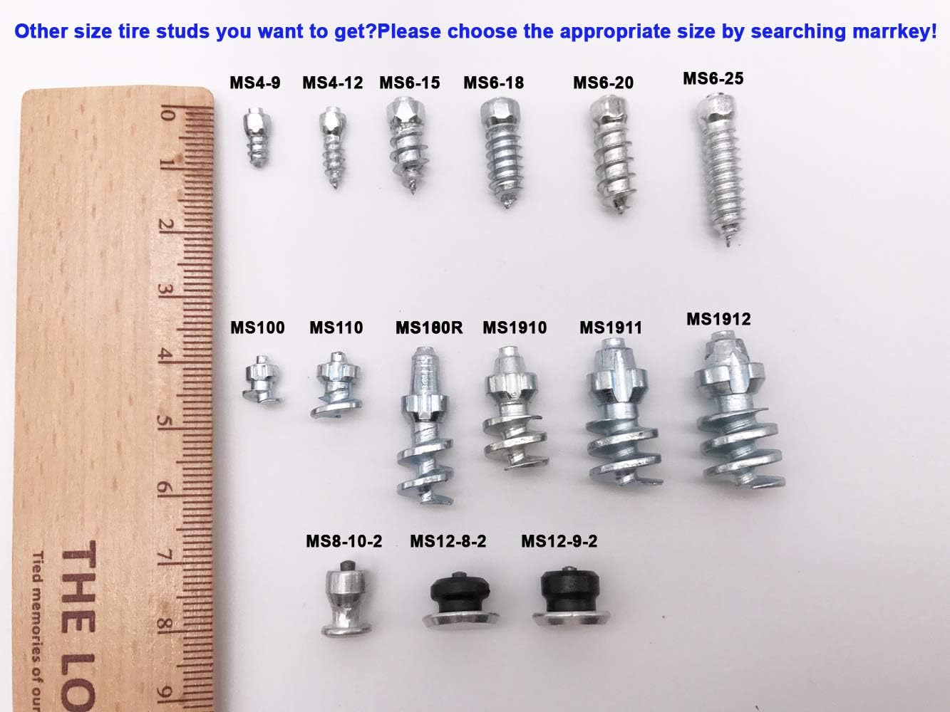 Screw in Tire Stud,Marrkey Steel Body Carbide Tips [Security Anti-Skid] Spikes Tire/Tyre for Bicycle/Shoes/Boots with Installation Key - Pack of 100