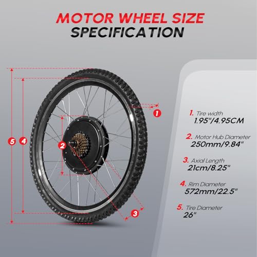 PEXMOR Electric Bike Conversion Kit, 48V 1000W /1500W 26" Front/Rear Wheel E-Bike Hub Motor Kit, Upgrade 3 Mode Controller w/PAS/LCD Display/Twist Throttle Ebike Bicycle Wheel Kit
