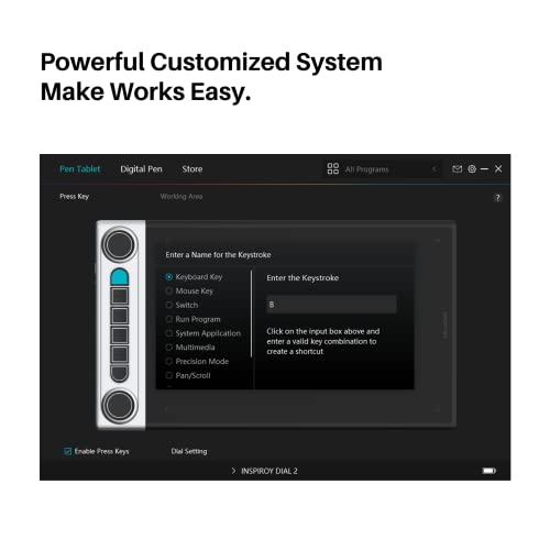 HUION Inspiroy Dial 2 Bluetooth Wireless Graphics Drawing Tablet with Dual Dials Battery-Free Stylus PW517 for Digital Art and Graphics Design, Compatible with Mac, Windows, Linux, Android