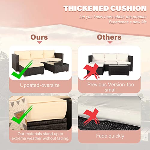 Oversize 5 Piece Patio Furniture Set,Outdoor Sectional Furniture,Patio Conversation Sets,Wicker Patio Furniture Sets,Porch Furniture Set,Outdoor Couch Patio Furniture,Rattan Outdoor Furniture