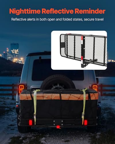 VEVOR 60x24x6 Folding Hitch Carrier - 500lb Capacity Cargo Basket & Waterproof Bag, Fits 2" Hitch Receiver for SUV, Truck, Pickup