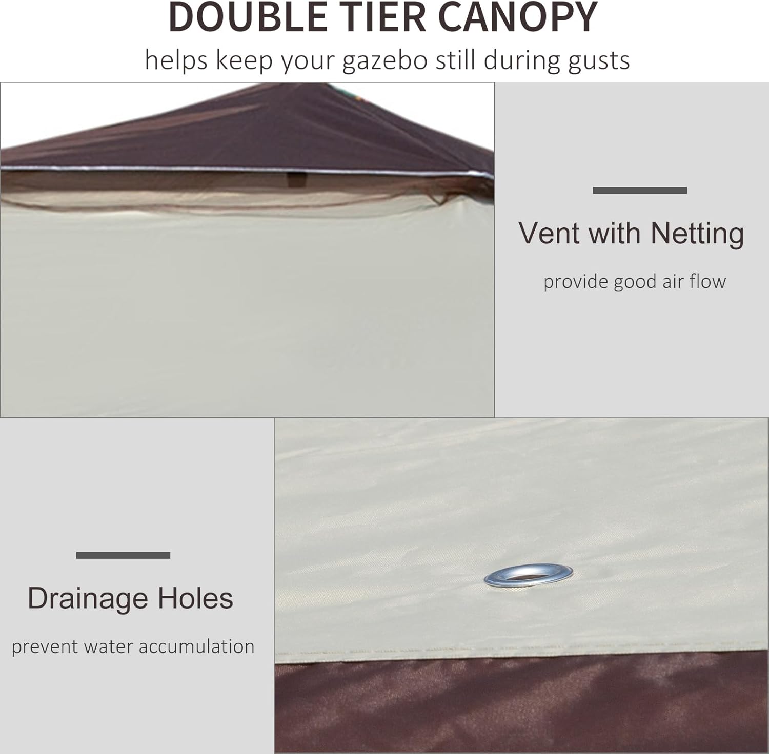 Outsunny 12' x 12' Pop Up Canopy Tent with Netting and Carry Bag, Instant Sun Shelter with 137 sq.ft Shade, Tents for Parties, Height Adjustable, for Outdoor, Garden, Patio, Beige