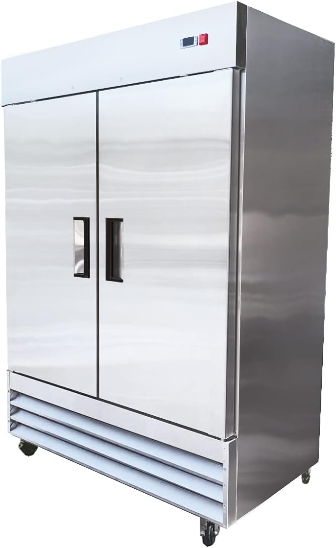 Commercial Refrigerator 2 doors Stainless Steel Solid 54" Width, Capacity 43Cuft, 110V for Restaurant Kitchen Cooler Fridge all32dup1
